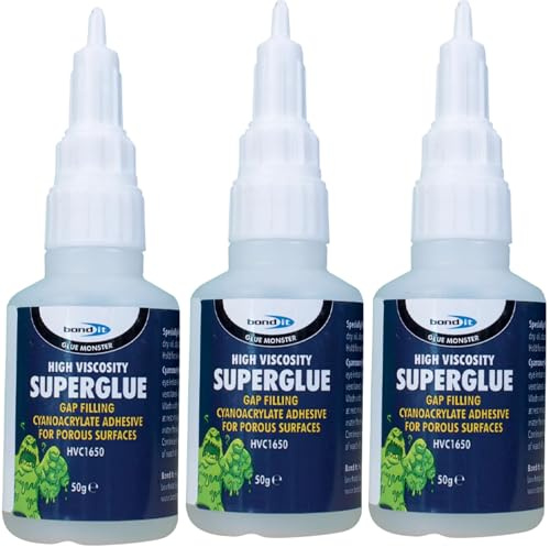 Bond It High Viscosity Super Glue Clear 3 Pack (50 ml Each) – Extra Strong Cyanoacrylate Adhesive for Plastic, Wood, Rubber, glue for plasticetal & Ceramic – All-Purpose Heavy-Duty Glue
