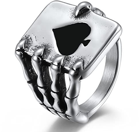 Vintage Ghost Ace of Spades Ring, modische Edelstahlringe für Damen und Herren