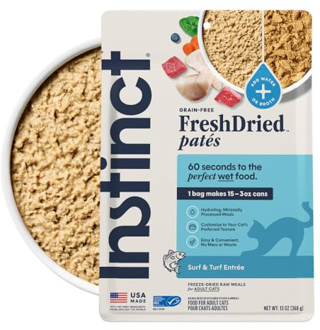Instinct FreshDried Pates, Freeze Dried Cat Food, Surf & Turf, 13 oz. Bag