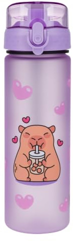 Baagl Trinkflasche Mädchen Schultrinkflasche 500ml Tritan - Wasserschwein | Diese auslaufsichere Wasserflasche für Schule und Sport besitzt einen Siebeinsatz sowie ein praktisches Trageband.