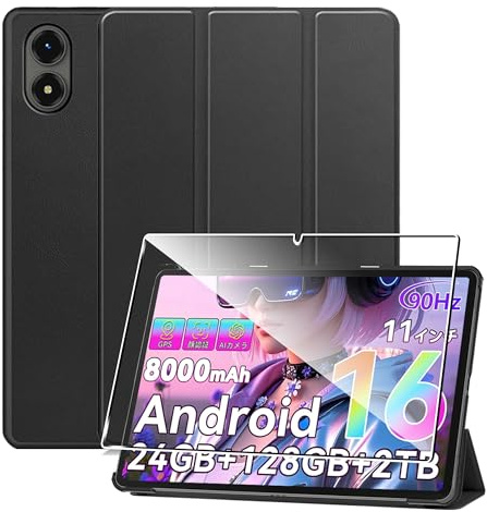 zZjoOoj Custodia per tablet TABWEE T50 da 11 pollici, con 1 pellicola di durezza 9H, antigraffio, con funzione di supporto, colore nero
