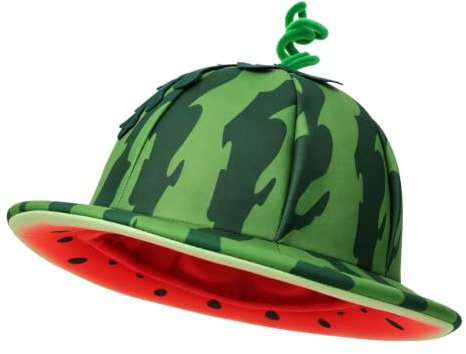OhMill Funny Fruit Hat for Women Men Watermelon Costume Hat Role Play Headwear Fancy Dress for Halloween Party (Watermelon)
