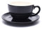 Coffeezone Keramiktasse und Untertasse Cappuccino Barista Latte Art and Americano, New Bone China, 3 Kapazitäten zur Auswahl (mattes Schwarz, 241 ml)