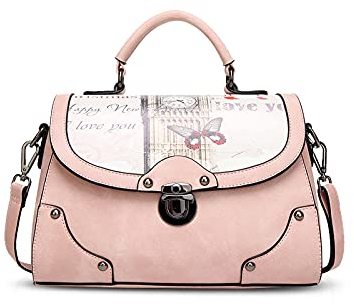 NICOLE&DORIS élégant Femme Sacs à Main Bandoulière Sacs portés Main Tote Sacs portés épaule Messenger Bag Crossbody Bag Multifonction Durable PU Rose