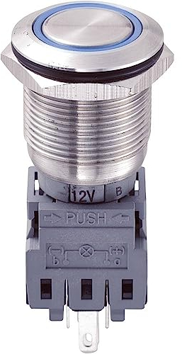 TRU Components 701906 LAS1-BGQ-11ZE/B/12V Vandalismusgeschützter Druckschalter 250 V/AC 5 A 1 x Aus/EIN rastend Blau IP