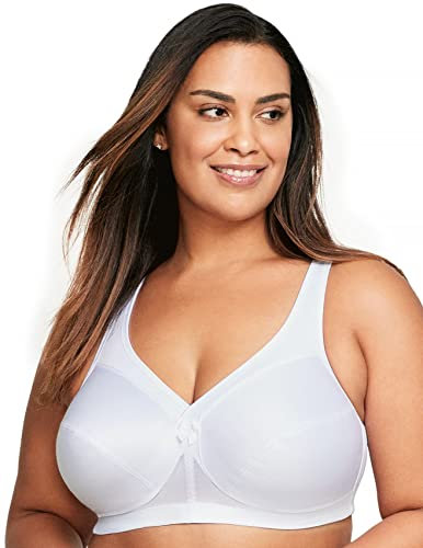 Glamorise Full Figure Magiclift Active Wirefree Support Bra #1005 Reggiseno a Coppa Piena, Bianco (White 110), 50J Donna