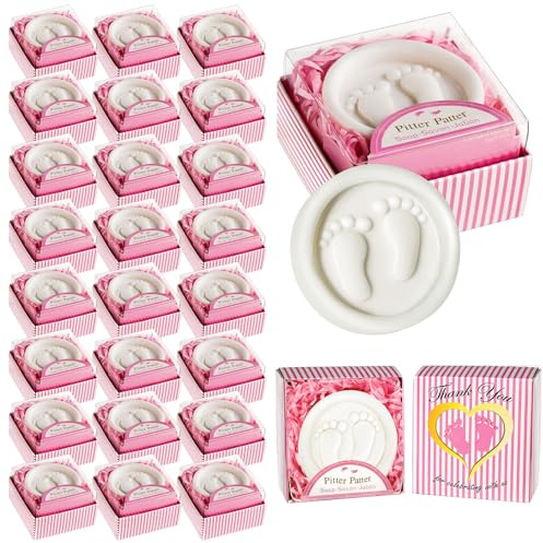 AIXIANG Baby-Shower-Gastgeschenke für Gäste, 24 Stück, handgefertigte süße Baby-Fußabdruckseifen