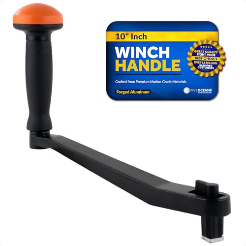 Five Oceans FO3743 Universal Aluminum Lock-in Winch Handle, 10 inches