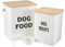 Pethiy - Cajas para Comida y golosinas para Animales - Contenedor de Comida para Perros - Tapas de Madera herméticas y Pala - Acero al Carbono Revestido -Capacidad 8L + 5L-Blanco