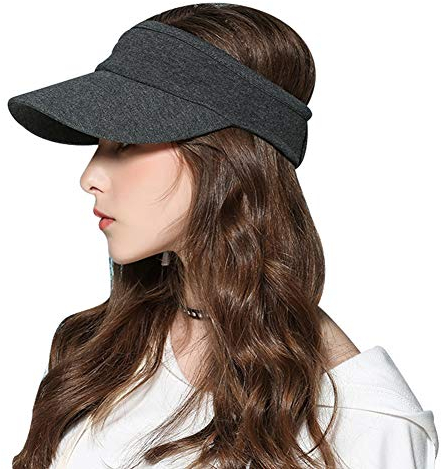 Gisdanchz Golf Visor Hat Women,Gray Ladies Women's Vizor UV Protection Large Sunvisors for Womens Youth Running Headband Visors for Women Men Sports Sun Visor Hats for Tennis Hiking Fishing,Dark Gray