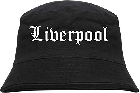 sostex Liverpool Fischerhut - Altdeutsch - Bedruckt - Bucket Hat Anglerhut Hut Schwarz L/XL