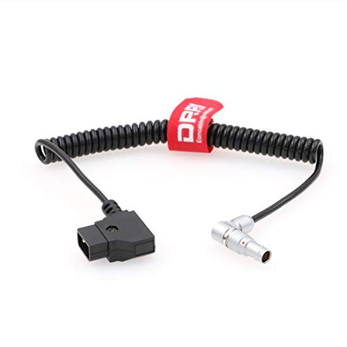 DRRI Spiralkabel für Zacuto Kameleon EVF, rechtwinklig, 4-polig auf D-Tap, 0B