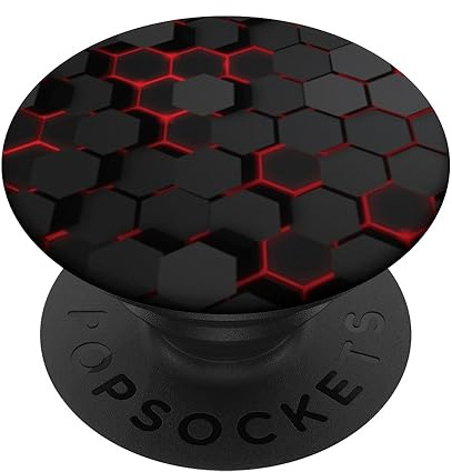 Cool Techno Red Black Honeycomb Abstract PopSockets Adhesive PopGrip