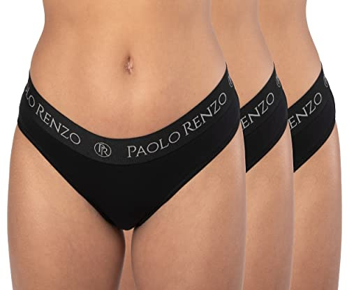 Paolo Renzo 3er/6er Set Damen Sport Underwear Modern-Sports-Collection - Cotton-Bustier - String Tanga - Panty - Hüftslip - Bikini-Slip - Bralette