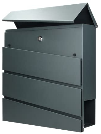 Virone Borneo Buzón Exterior de Acero Galvanizado con Soporte para Periódicos (Antracita)
