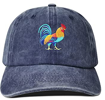 Hepandy Baseballkappe, Bestickt mit Hahn-Motiv, Marineblau, Einheitsgröße