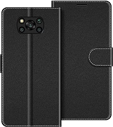 COODIO Coque en Cuir pour Xiaomi Poco X3 Pro, Étui Housse Pochette Fonction Stand pour Xiaomi Poco X3 Pro, Noir