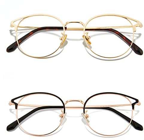 Cyxus - Gafas con filtro de luz azul para mujer, con montura de gato redondo, moda vintage, sin graduación, antiluz azul dañina, UV400, de móvil, ordenador 8092, talla única