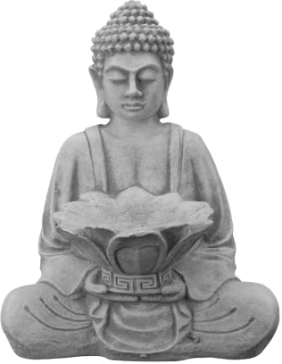 gartendekoparadies.de Buddha Figur mit Schale, Steinfigur, H. 33 cm, 9 kg, Grau, frostsicher aus Steinguss für Außenbereich