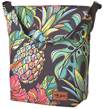 millybo Shopper Bag Fahrradtasche Gepäckträgertasche Fahrrad Tasche Blumenmuster Blumen Muster (Ananas 400.001)