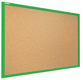 ALLboards Pinnwand mit grüner Holz Rahmen 90x60cm Korktafel Korkwand Pinnwand Kork