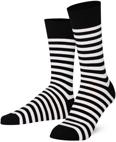 Mysocks Extra Feine Baumwolle, Nahtlose Zehenpartie, Gestreifte Socken Streifen weiß schwarz 37-41