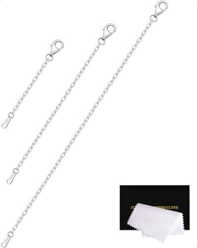 VANBARIS Sterling Silver Necklace Extenders for Women Silver Chain Extension Bracelet Extender Sterling Silver Chain Extenders for Necklaces 3 Piece Set (2, 3, 4 inch)