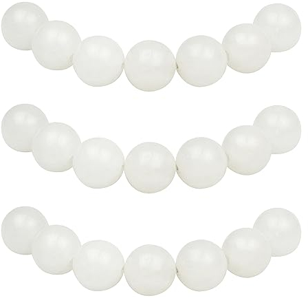 MJDCB 8mm 43 piezas Cuentas de Piedra Jade Blanco Redondas Sueltas Piedras Semipreciosas Naturales para Hacer Joyas Pulseras Collares
