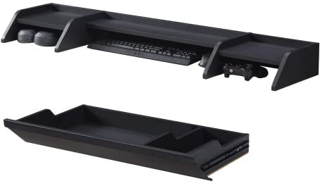 kowo K3041 Schreibtisch-Zubehör-Set beinhaltet 1 große Schublade unter dem Schreibtisch und 1 Schreibtischregal aus Holz, 120 cm (L), Schwarz
