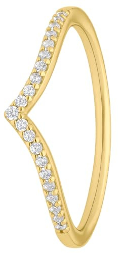 Lucardi - Damen - Ring mit Plattierung - 925 Silber - Zirkonia - Gelbgold legiert- 17/53 mm - Nickelfrei