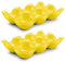 Flexzion Ceramic 6 Cups Egg Tray - Half Dozen Porcelain Egg Holder Container Keeper Storage Organizer Decorative Serving Dish Serveware for Refrigerator Fridge Countertop Display 2 Pack (Yellow)