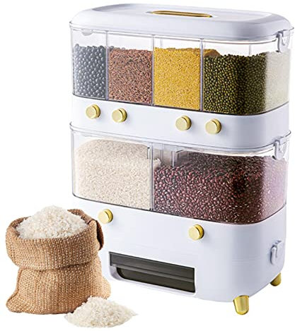 Youding Dispenser di lenticchie per Cucina, Dispenser per la conservazione del Grano con Design a griglia, Contenitore per Riso, Conservazione di Alimenti sfusi, Contenitori per Cereali, Contenitori