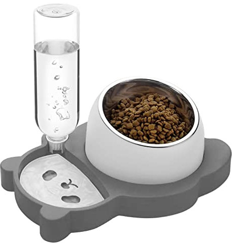 Gamelles pour Chat - Bols à Eau surélevés inclinés pour Chien et Chat en Panda | Gamelles surélevées pour Chat avec Distributeur d'eau Automatique pour Chats et Petits Chiens Chatons