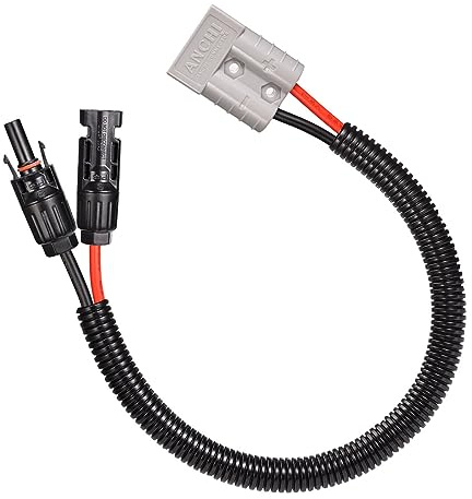 ELFCULB Solar auf SB50 Stecker Kabel kompatibel mit Anderson 10AWG 0,6m | 50A Stecker auf Solarstecker Kabel Kompatibel mit Anderson SB50 mit schwarzer Schutzhülle für Wohnmobil, Boot