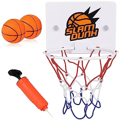 JDCMEI Mini Basketball Korb Set, Indoor Basketballkorb 16.2X12cm Kinder Basketballkorb Zimmer mit 2 Stück Bälle und Pumpe für Indoor Office Home