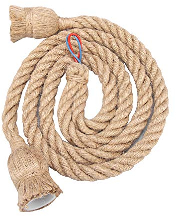 Vintage-Hanfseil-Pendelleuchte, 2 M, E27, Retro-Pendelleuchte, Seil, Deckenleuchte, Leuchtenhalter, 85–265 V (2 Köpfe)