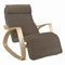 Brigros WeHome Swing Amor Schaukelstuhl mit Armlehnen aus Holz, Rocking Chair, Schaukelsessel mit Verstellbarer Fußstütze, Wohnzimmerstuhl, Schlafzimmersessel (Stoff, braun)