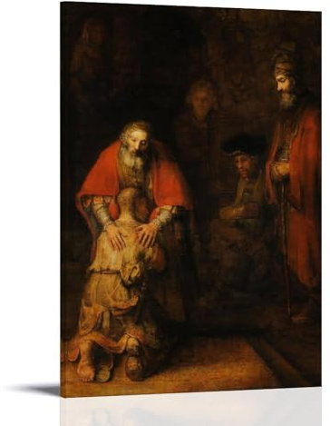 NgAnoh Rembrandt Van Rijn Leinwanddruck, Motiv: Die Rückkehr des verlorenen Sohnes von Rembrandt Van Rijn, Kunstdruck auf Leinwand, modernes Familienschlafzimmer-Dekor, 30 x 45 cm