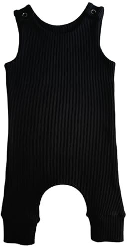 Soft Cotton Baby Dungarees, Personalised or Plain, Embroidered, Ideal BabyShower Gifts, Personalised Newborn Gifts, Baby Clothes, Boys Girls Romper (Black, 0-3 Months)
