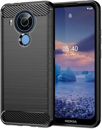 Sidande Hülle für Nokia 5.4 hülle, Ultradünne Handyhülle mit stoßdämpfendem Carbon-Fiber-Design aus TPU-Gummi Robuster Schutzhülle für Nokia 5.4 Schwarz