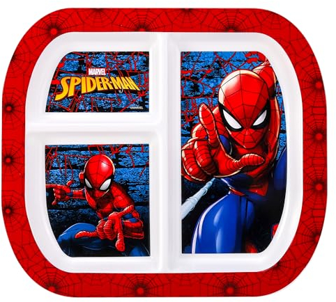 Zawadi Global Spiderman 3 Section Reusable Childrens Kids Toddlers Divided Breakfast Lunch Dinner Plate