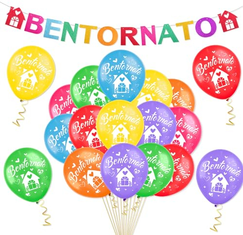 HOWAF 22 Pezzi Bentornato a Casa Decorazioni, Festone Bentornato a Casa Striscione Bentornato Palloncino Welcome Home Banner e Palloncini per Bentornato Decorazioni Casa Benvenuto Home Decor
