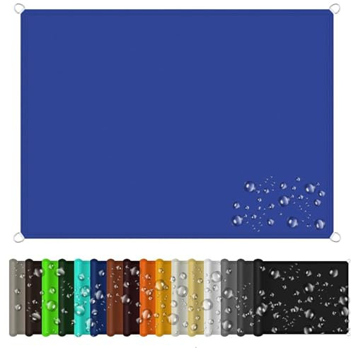 Sonnenschutz inkl Befestigungsseile 7 x 9 m Rechteckig Segeltuch Pergola Überdachung Plane 98% Uv-Schut Wetterschutz mit Seil für Garten Terrasse Outdoor Camping, Dunkelblau