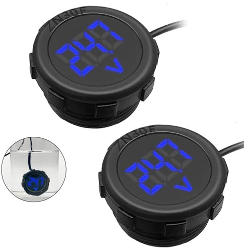 Hoembpn 2pcs DC 4V-100V Car LED Digital Voltmeter Display Waterproof, Voltage Monitor Battery Voltage Tester For Motorcycle Boat Truck Camper Caravan ATV UTV Marine (Blue)