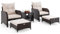 GIANTEX 5er Rattan Gartenmöbel Set, Balkonmöbel Kleiner Balkon, Balkonset 2 Rattansessel mit Hocker, Gartenlounge Set Terrassenmöbel mit Tisch, Gartengarnitur Möbelsets Outdoor Sitzgruppe 5 teilig