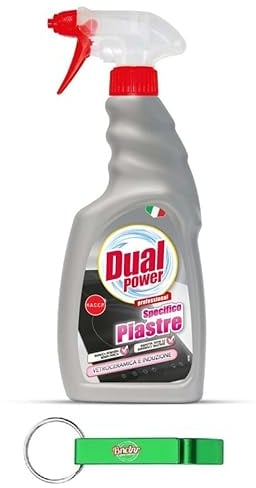 12x Dual Power Specifico Piastre - Ideales Reinigungsmittel zur Reinigung von Glaskeramik Oberflächen und Induktionskochfeldern 500ml + Beni Culinari Kostenloser Schlüsselanhänger