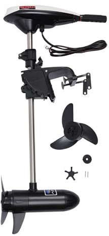 Tagtuell 12V 45 LBS Thrust Außenbordmotor, Elektromotor Boot Mit Led-Batterieanzeige, Aussenborder Elektromotor Schub Salzwasser Transom Montiert Elektrische Trolling Motor