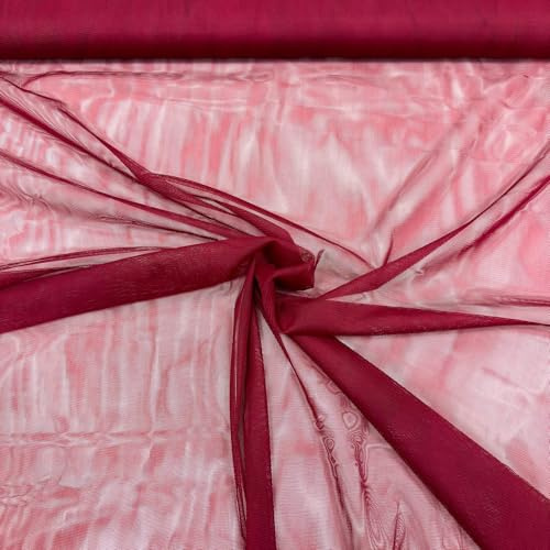 MAGAM-Stoffe Jasmin weicher Tüllstoff für Bekleidung Deko Soft Tüll Meterware (14. Dunkelrot)