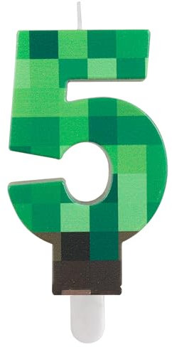 Geburtstagskerzen Zahlen 5,Pixel Geburtstagskerzen Kerze,Grün Kerzen Geburtstag,Tortendeko Geburtstag, Cartoon Gaming Themen für Mädchen Jungen Kinder Geburtstagskerzen Torteparty Deko