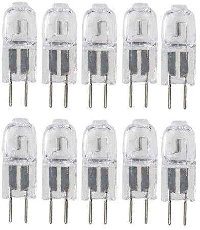 UGEFKMQ 10Pc Lampadina Alogena G5.3 24V 50W Lampadine Cristallina Alogeno Lampada Delle Capsule GU5.3 Base a doppio ago Dimmerabile Bianco Caldo 10 W